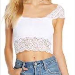 Brand new white lace bra I crop top lined free people S